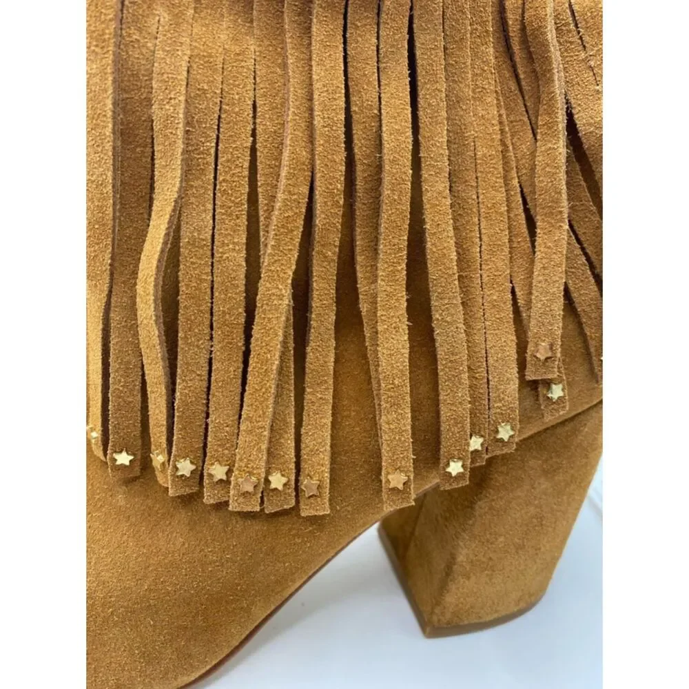 Free People Jeffrey Campbell Ankle Booties 9 Brown Fringe Suede Coastal Cowgirl